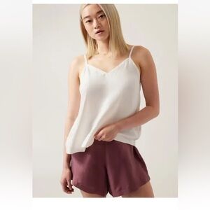 Athleta-XL-cream-100% cupro-adjustable straps, elastic back, calm cool cami top.